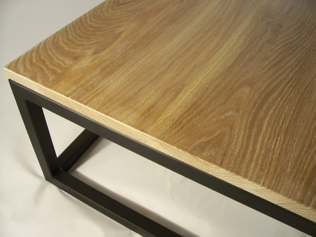 Pk Steel Designs S White Oak Top With Black Steel Base Coffee Table