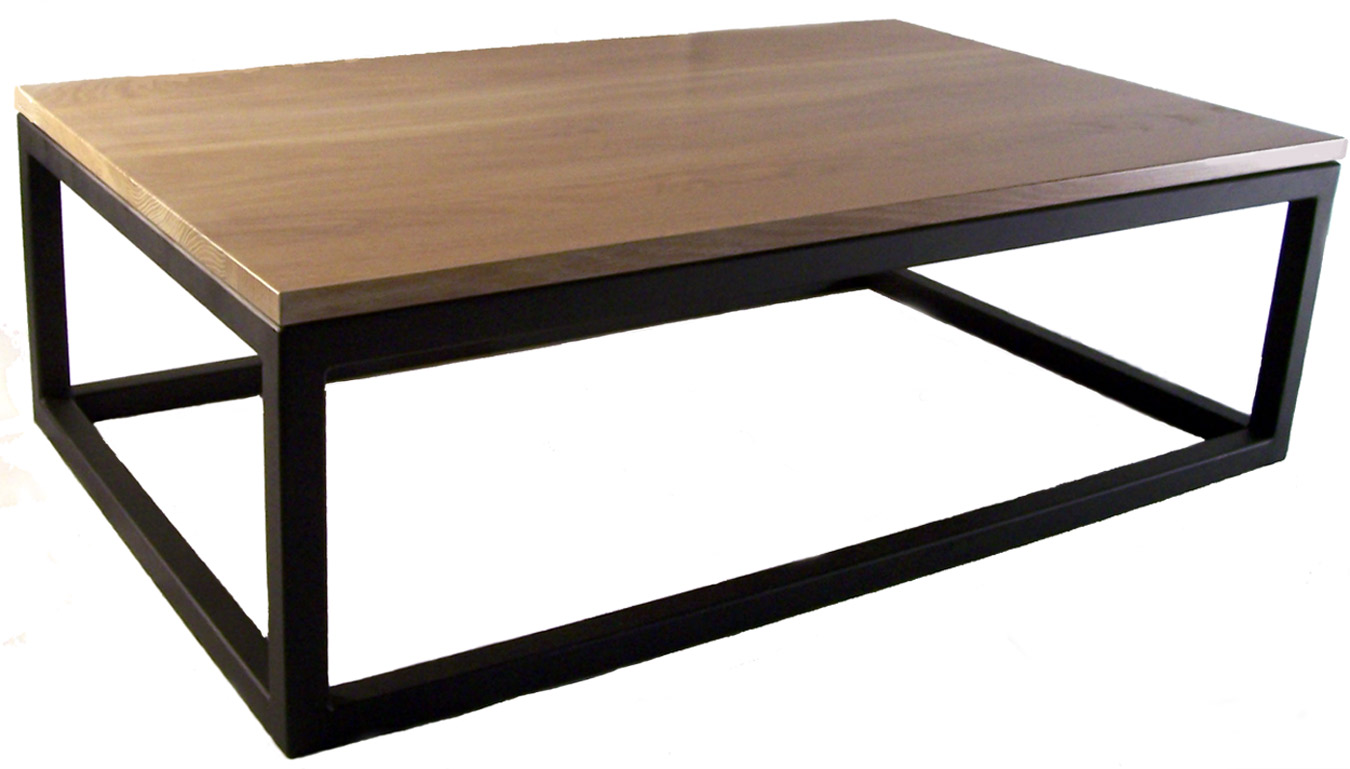Pk Steel Designs Products Pk Steel White Oak Top With Black Base Coffee Table